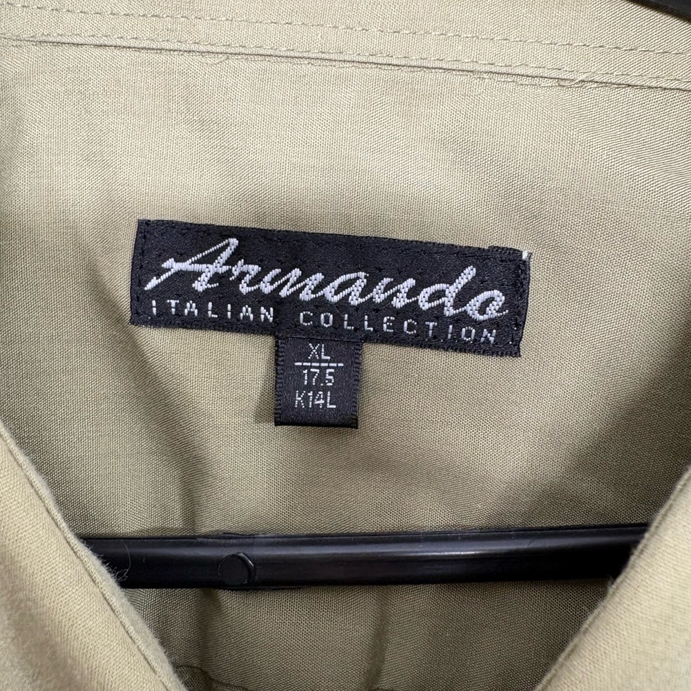 Armando Italian Collection Olive Green Dress Shirt - Size XL - Neck 17.5 - Picture 2 of 6
